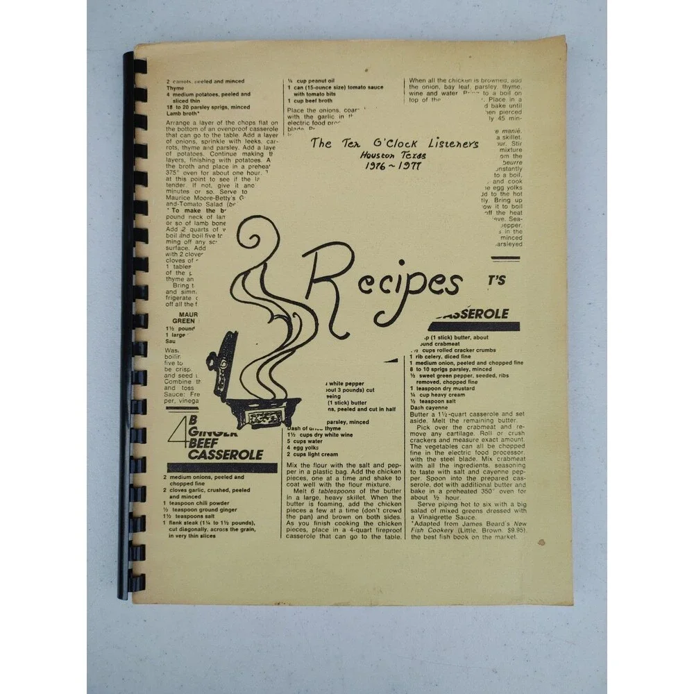 The Ten O'clock Listeners Cookbook, Houston TX 1976-77 Radio Hist Cookbook (160)